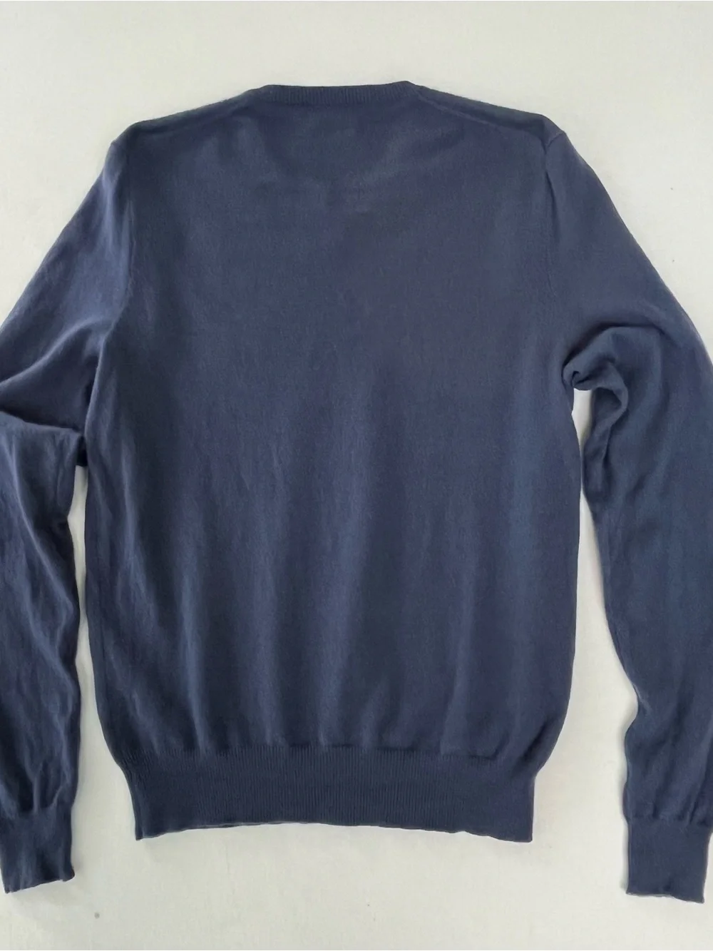 POLO Ralph Lauren Vintage Men Navy V-Neck 100% Cashmere Sweater Old Money Luxury